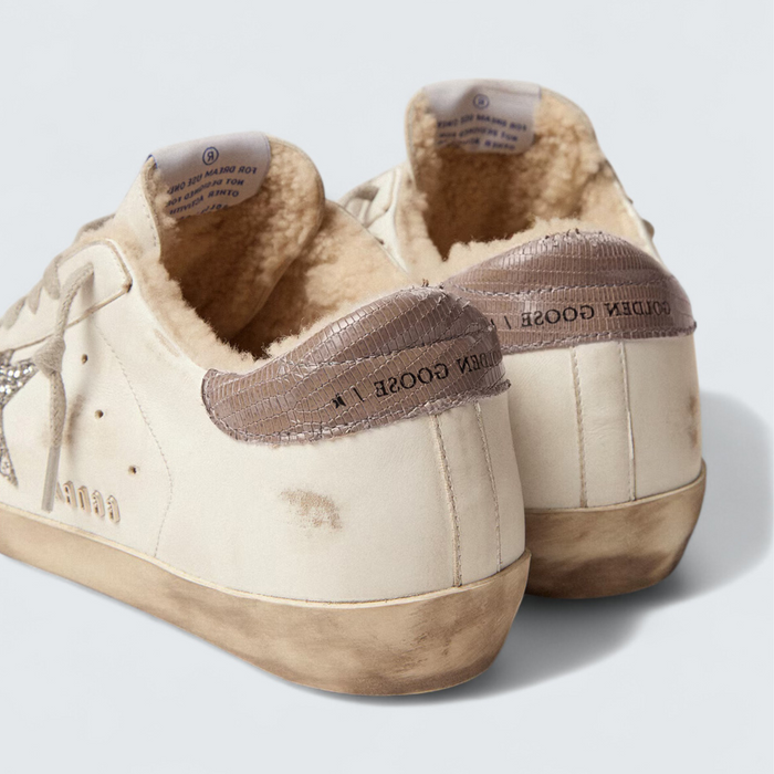 Golden Goose Super-Star 'Shearling Lining and Silver Glitter Star'