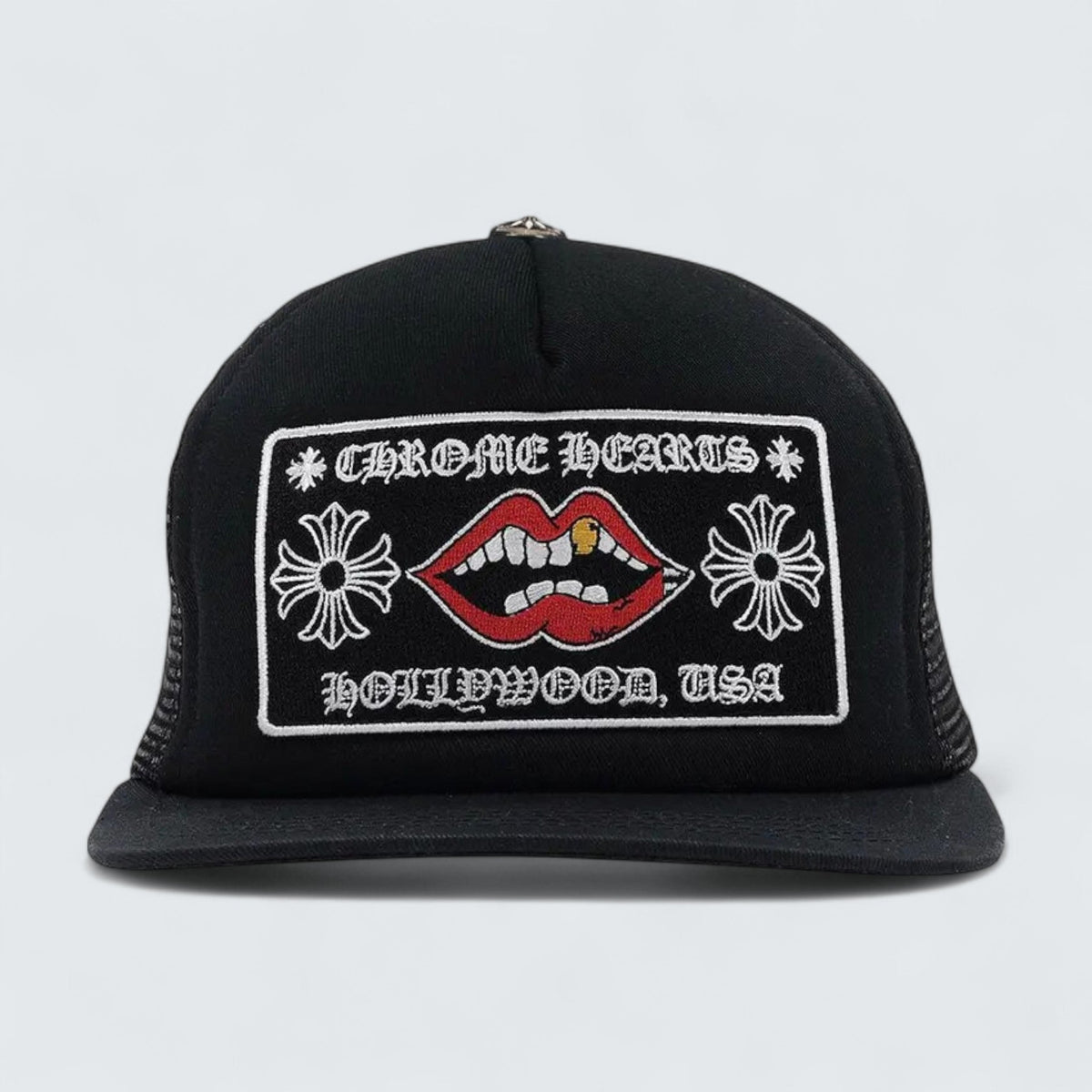 Chrome Hearts Trucker Hat 'Hollywood USA Lips Patch'