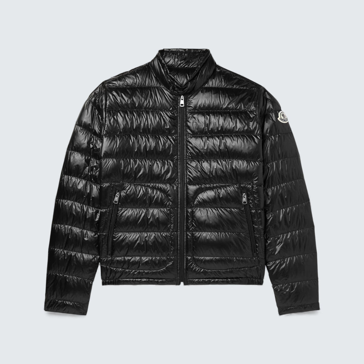 Moncler Acorus Logo-Appliquéd Quilted Glossed-Shell Down Jacket