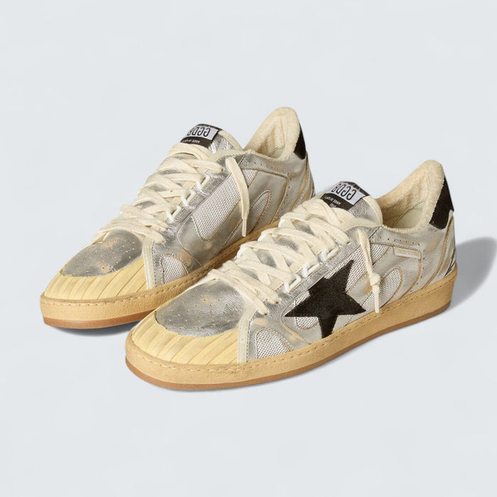 Golden Goose Ball Star LAB 'Silver Leather with Black Suede Star and Heel Tab'