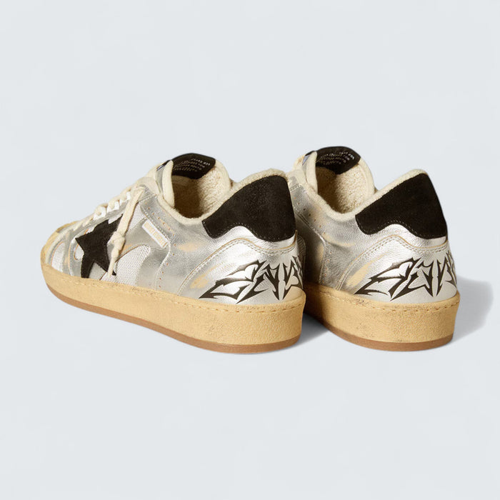 Golden Goose Ball Star LAB 'Silver Leather with Black Suede Star and Heel Tab'