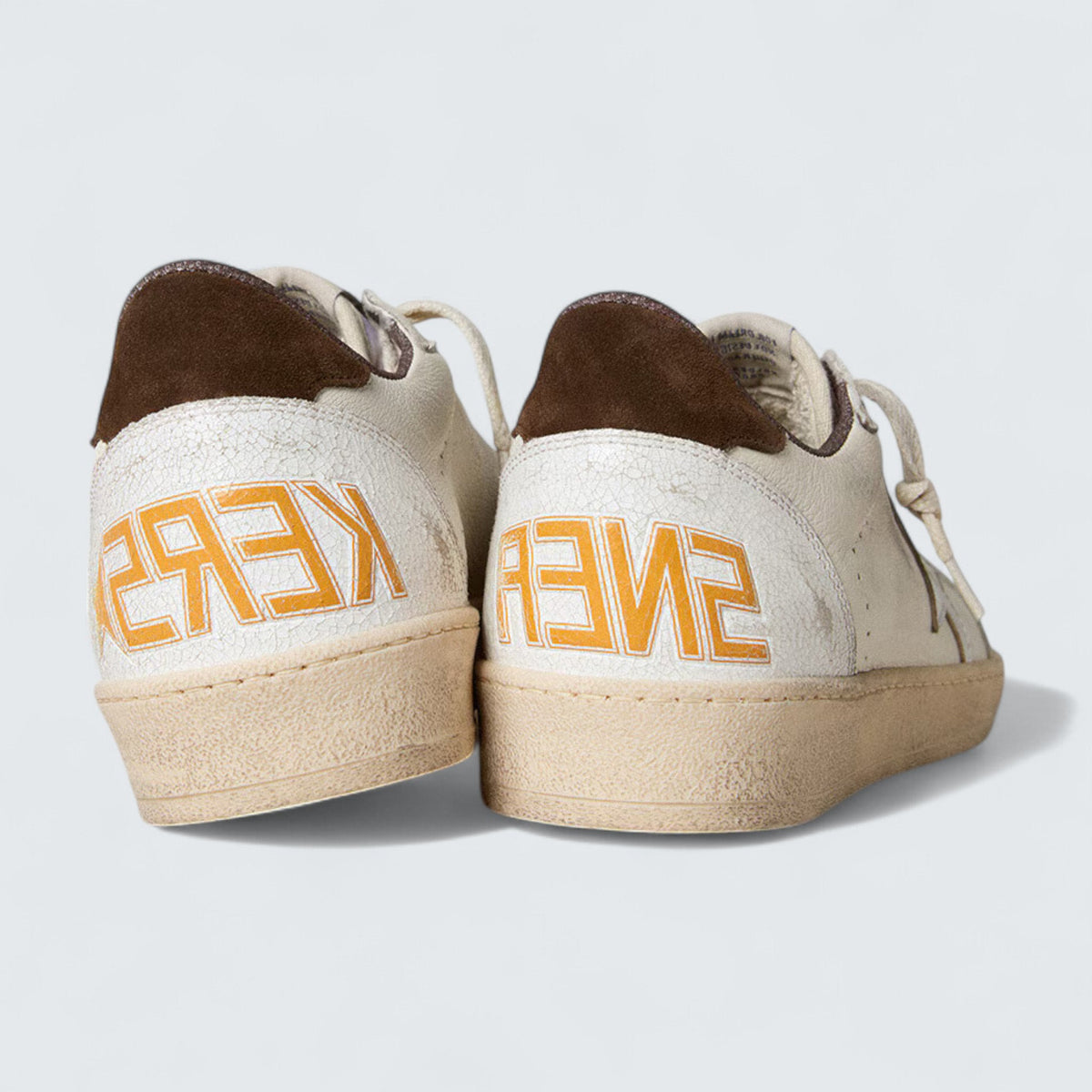 Golden Goose Ball Star LTD 'White Nappa Leather with Silver Metallic Leather Star and Brown Suede Heel Tab'