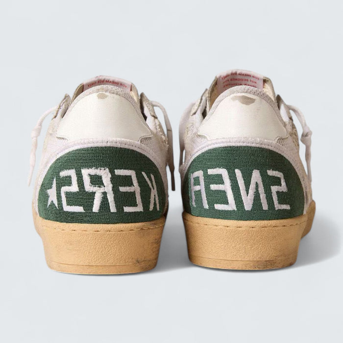 Golden Goose Ball Star LTD 'White Crackle Leather and Mesh with Dove-Gray Suede Star'