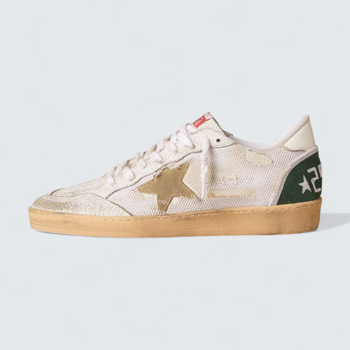 Golden Goose Ball Star LTD 'White Crackle Leather and Mesh with Dove-Gray Suede Star'