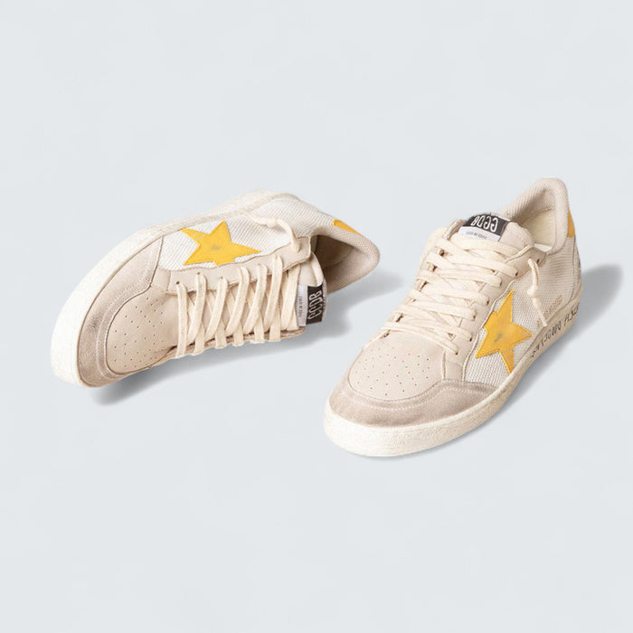 Golden Goose Ball Star LTD 'White Mesh with Yellow Leather Star and Heel Tab'
