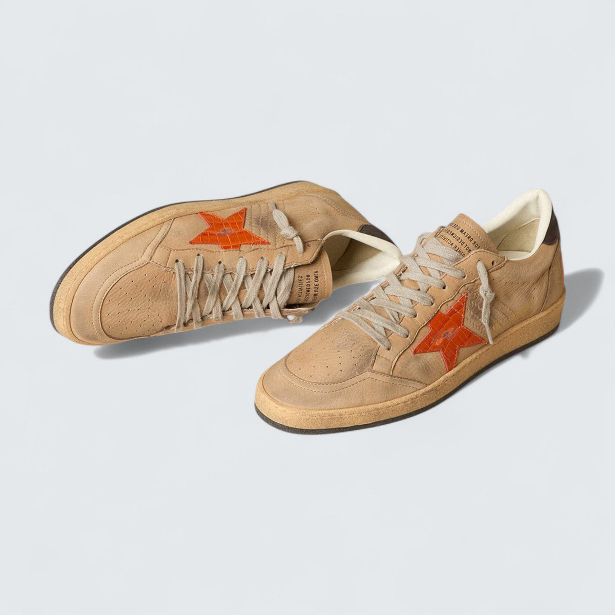 Golden Goose Ball Star 'Beige Nubuck with Croc-Print Leather Star and Nubuck Heel Tab'