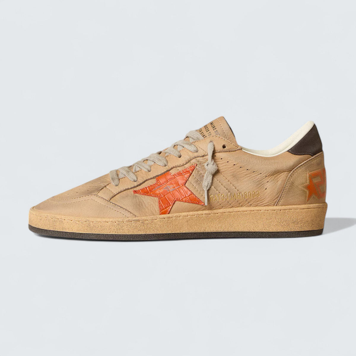 Golden Goose Ball Star 'Beige Nubuck with Croc-Print Leather Star and Nubuck Heel Tab'