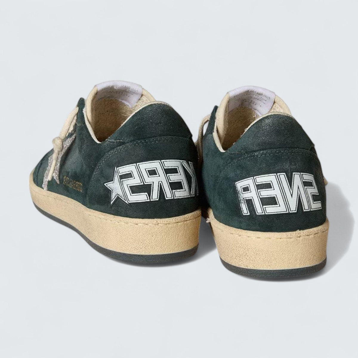Golden Goose Ball Star 'Green Suede with Silver Glitter Star'