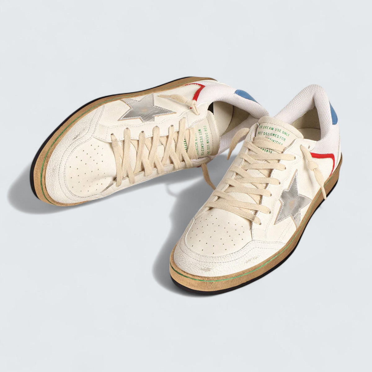 Golden Goose Ball Star 'White Nappa and Mesh with Silver Metallic Leather Star'