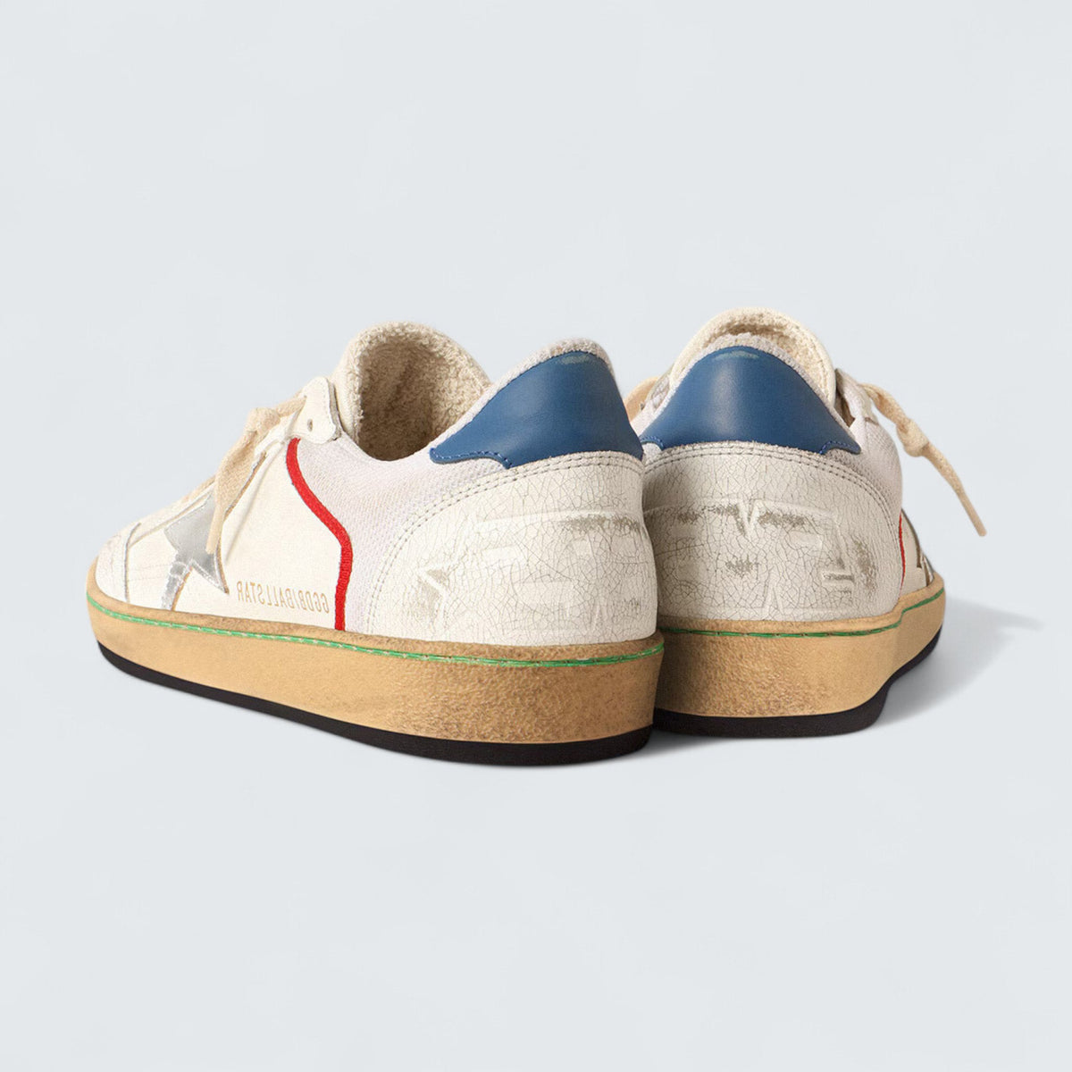 Golden Goose Ball Star 'White Nappa and Mesh with Silver Metallic Leather Star'