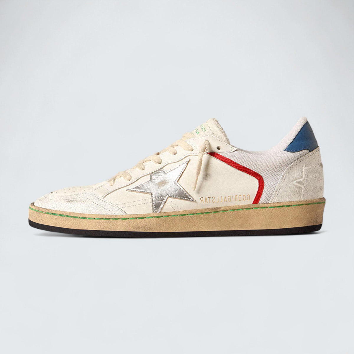 Golden Goose Ball Star 'White Nappa and Mesh with Silver Metallic Leather Star'
