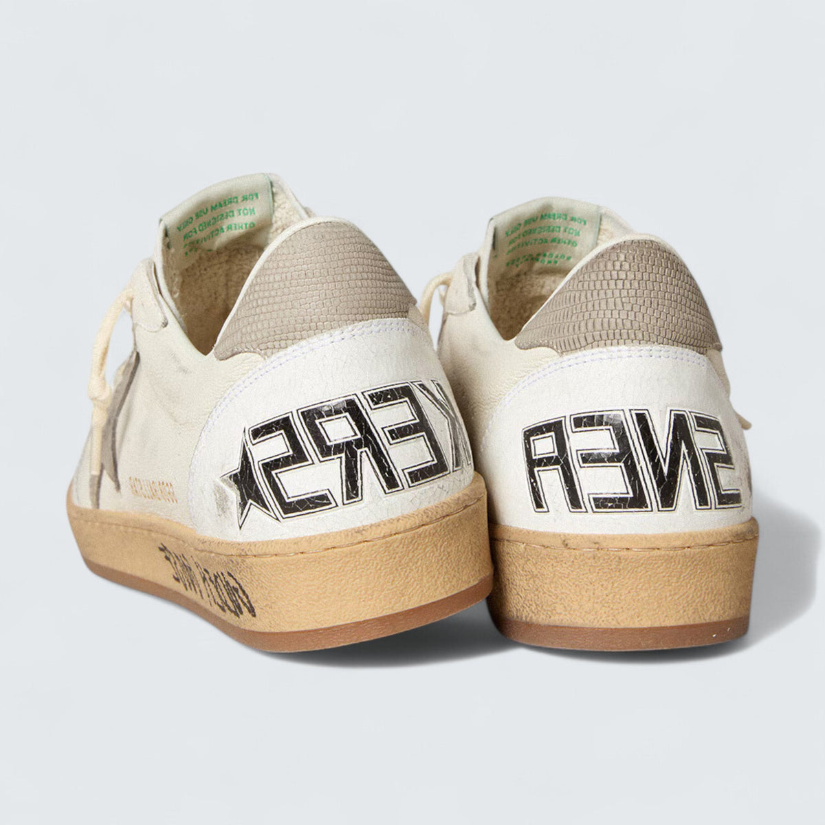 Golden Goose Ball Star 'White Nappa Leather with Gray Lizard-Print Nubuck Star and Heel Tab'