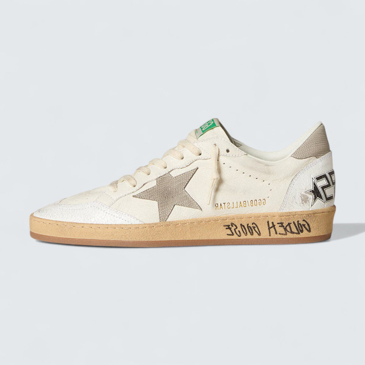 Golden Goose Ball Star 'White Nappa Leather with Gray Lizard-Print Nubuck Star and Heel Tab'