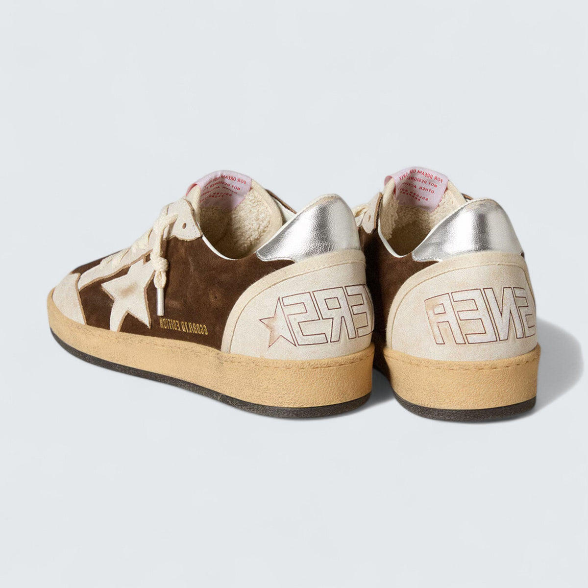Golden Goose Ball Star 'Brown Suede with Cream Leather Star and Metallic Silver Leather Heel Tab'