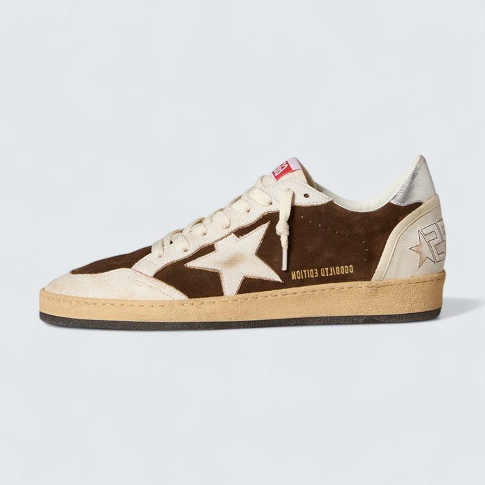Golden Goose Ball Star 'Brown Suede with Cream Leather Star and Metallic Silver Leather Heel Tab'