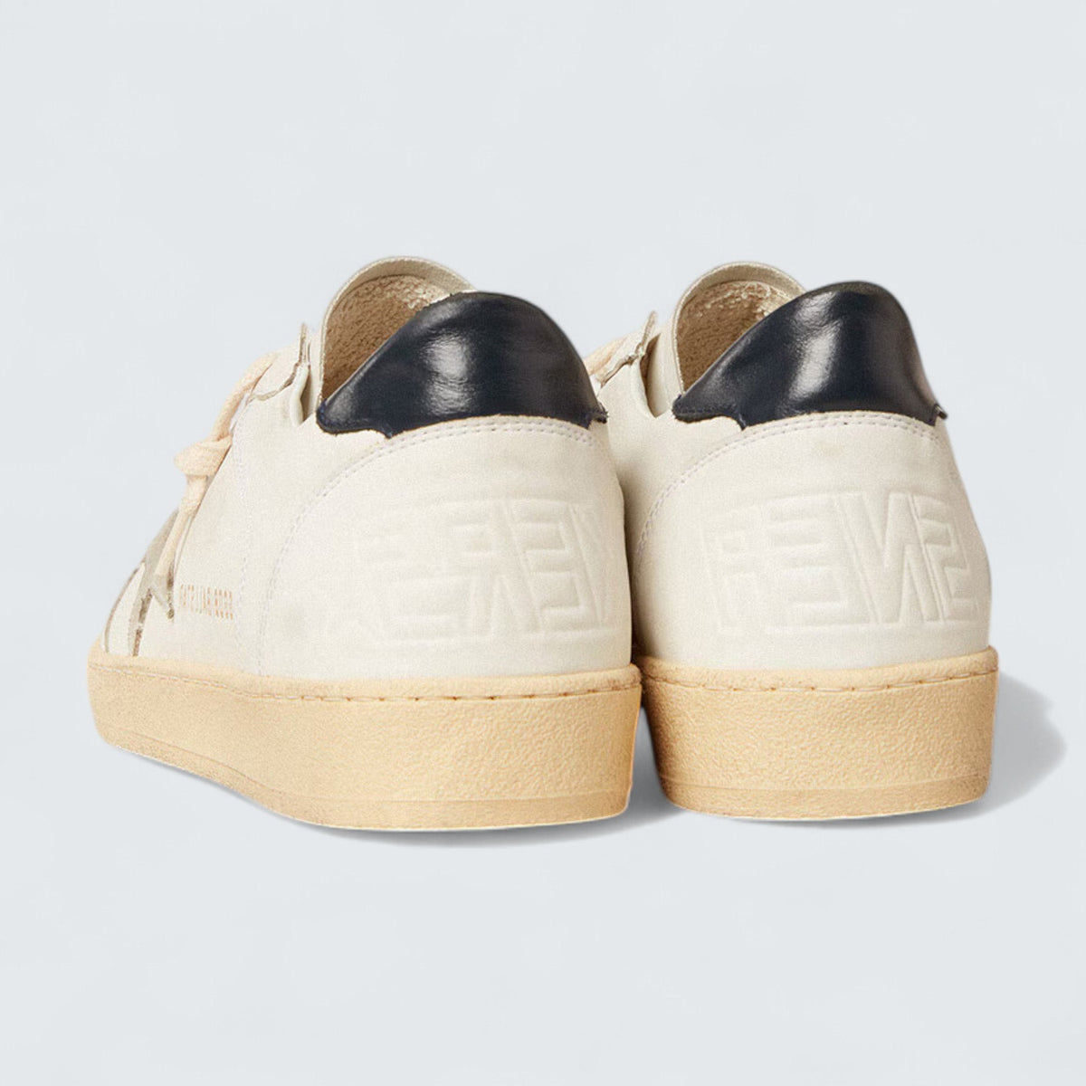 Golden Goose Ball Star 'White Leather with Ice-Gray Suede Star and Midnight-Blue Glossy Leather Heel Tab'