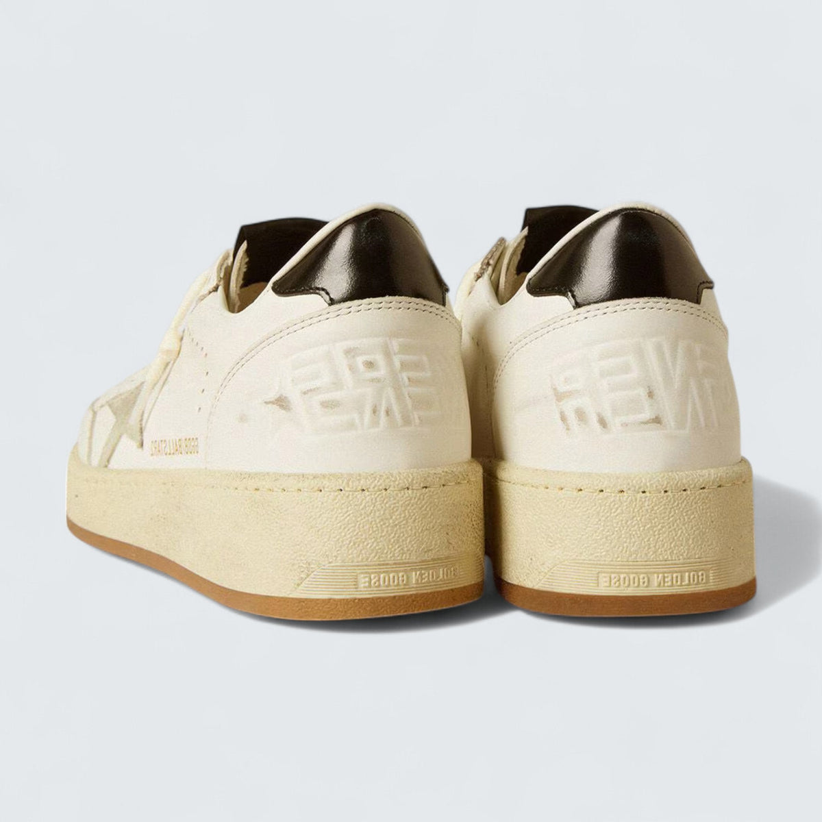 Golden Goose Ball Star 'White Leather with Ice-Gray Suede Star and Glossy Black Leather Heel Tab'