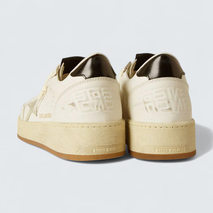 Golden Goose Ball Star 'White Leather with Ice-Gray Suede Star and Glossy Black Leather Heel Tab'