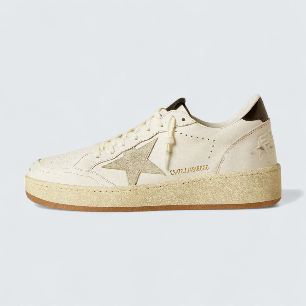 Golden Goose Ball Star 'White Leather with Ice-Gray Suede Star and Glossy Black Leather Heel Tab'