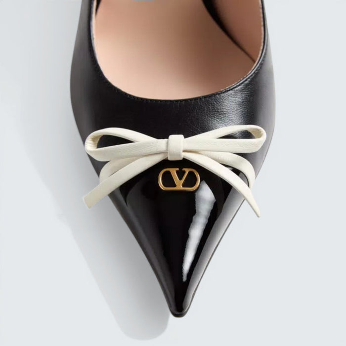 Valentino Bepointy Slingback Pump In Patent Leather And Kidskin 80Mm