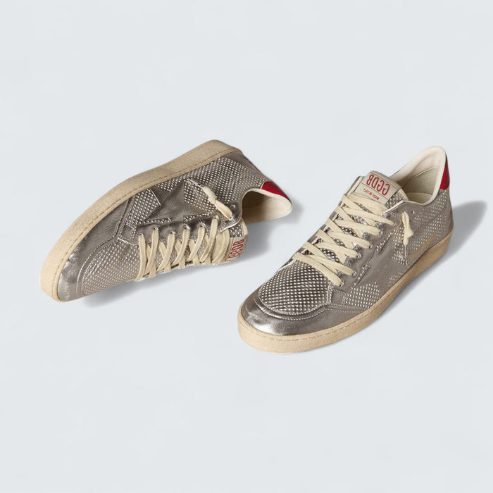 Golden Goose Bio-based Ball Star 'Metallic Silver with Silver Star and Red Heel Tab'