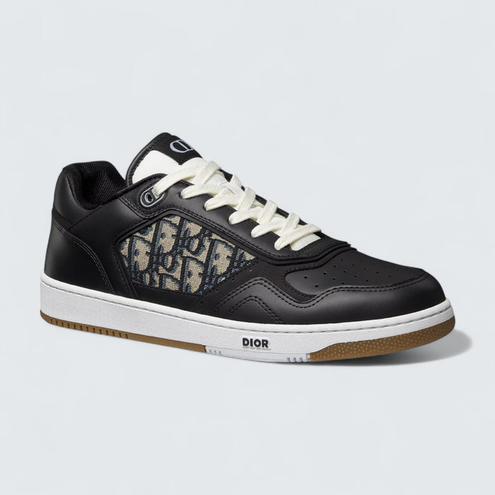 B27 Uptown Low-Top Sneaker 'Black Smooth Calfskin with Beige and Black Dior Oblique Jacquard'