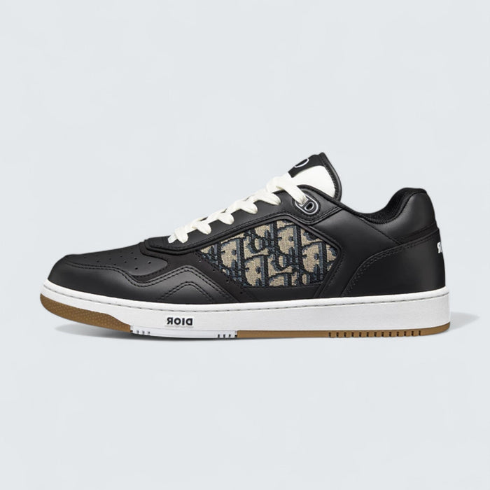 B27 Uptown Low-Top Sneaker 'Black Smooth Calfskin with Beige and Black Dior Oblique Jacquard'