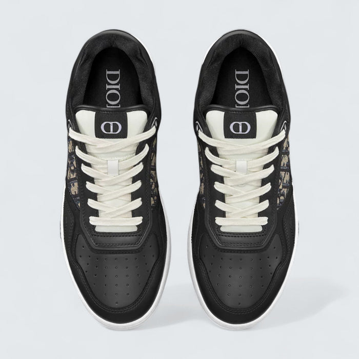 B27 Uptown Low-Top Sneaker 'Black Smooth Calfskin with Beige and Black Dior Oblique Jacquard'