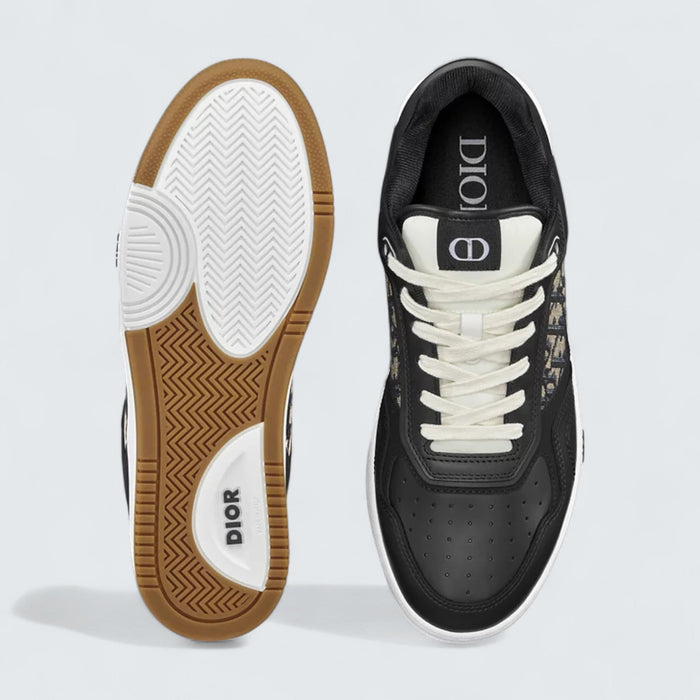 B27 Uptown Low-Top Sneaker 'Black Smooth Calfskin with Beige and Black Dior Oblique Jacquard'