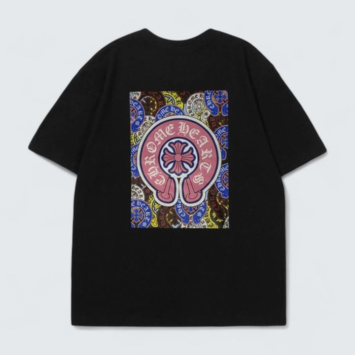 Chrome Hearts Tee with Pink Horseshoe Logo