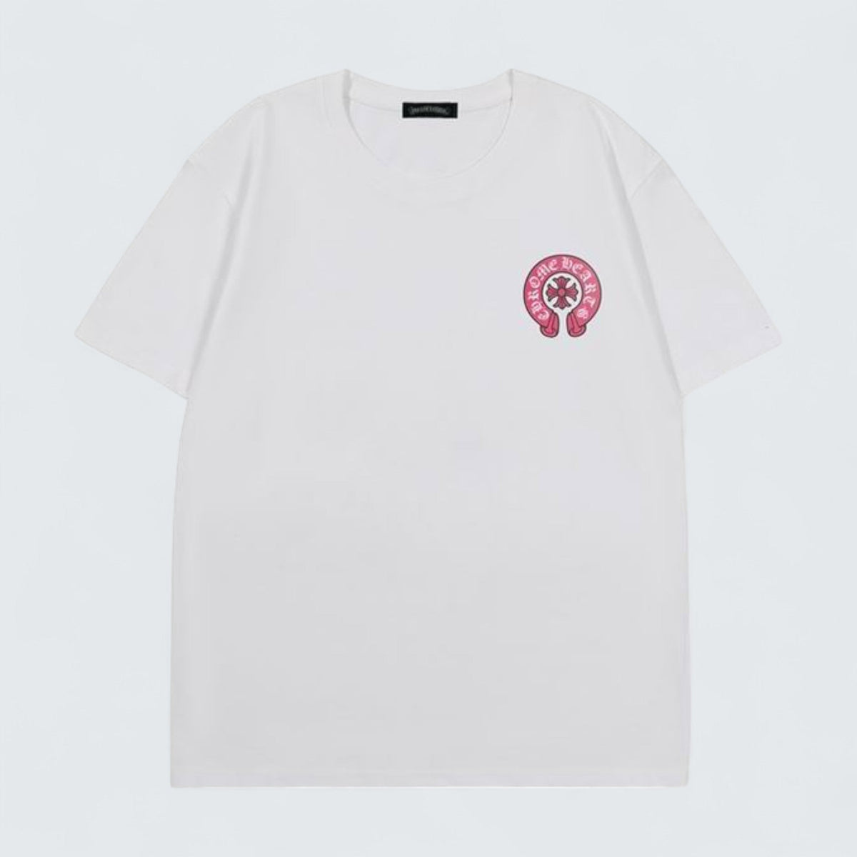 Chrome Hearts Tee with Pink Horseshoe Logo
