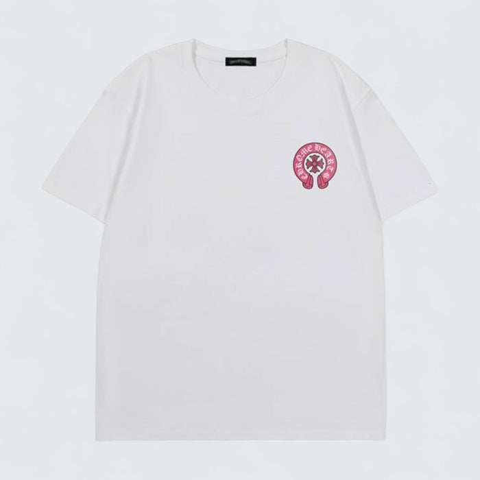Chrome Hearts Tee with Pink Horseshoe Logo