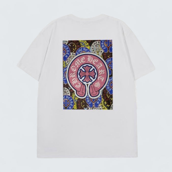 Chrome Hearts Tee with Pink Horseshoe Logo