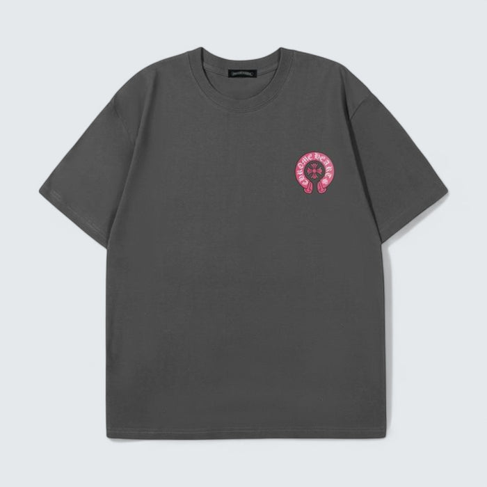 Chrome Hearts Tee with Pink Horseshoe Logo