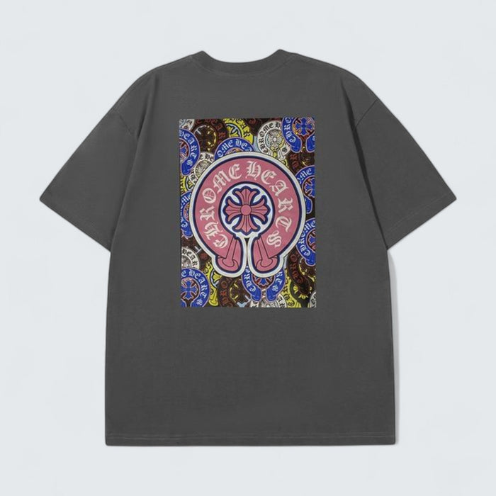 Chrome Hearts Tee with Pink Horseshoe Logo