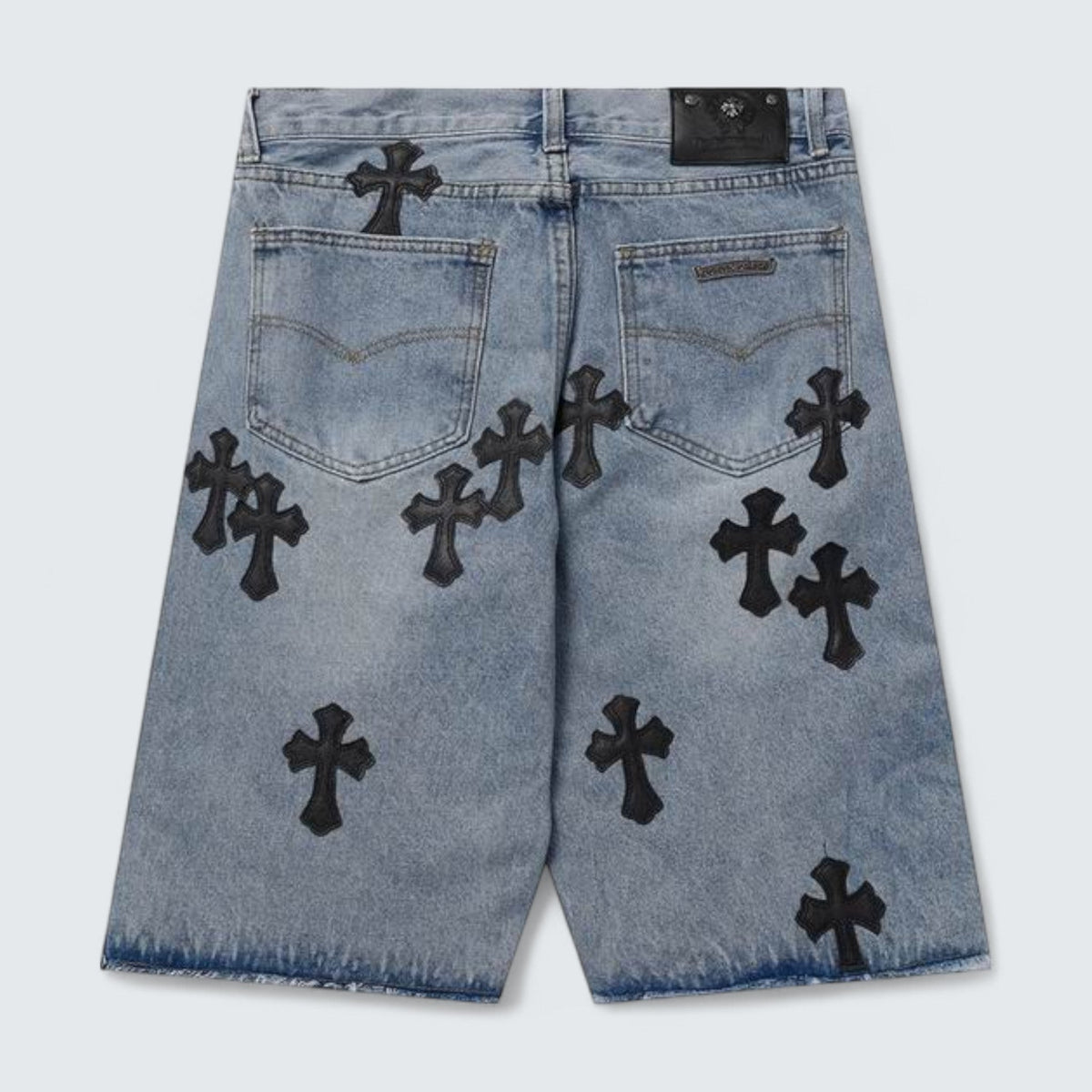 Chrome Hearts Multi Cross Patch Denim Shorts