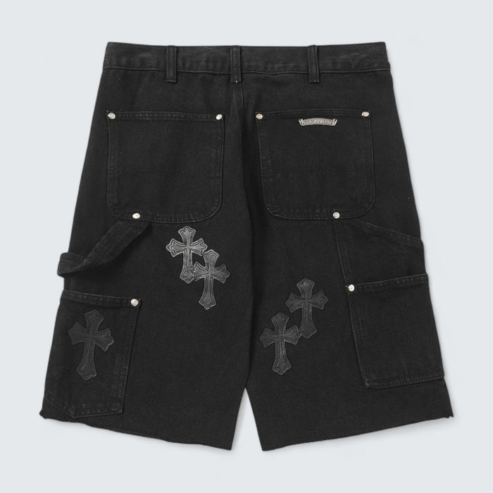 Chrome Hearts Tonal Cross Patch Denim Shorts