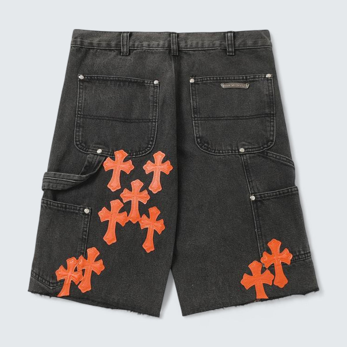 Chrome Hearts Orange Cross Patch Denim Shorts
