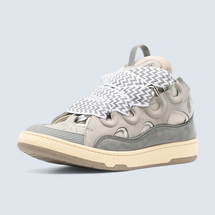 Lanvin Leather Curb Sneakers 'Light Grey'