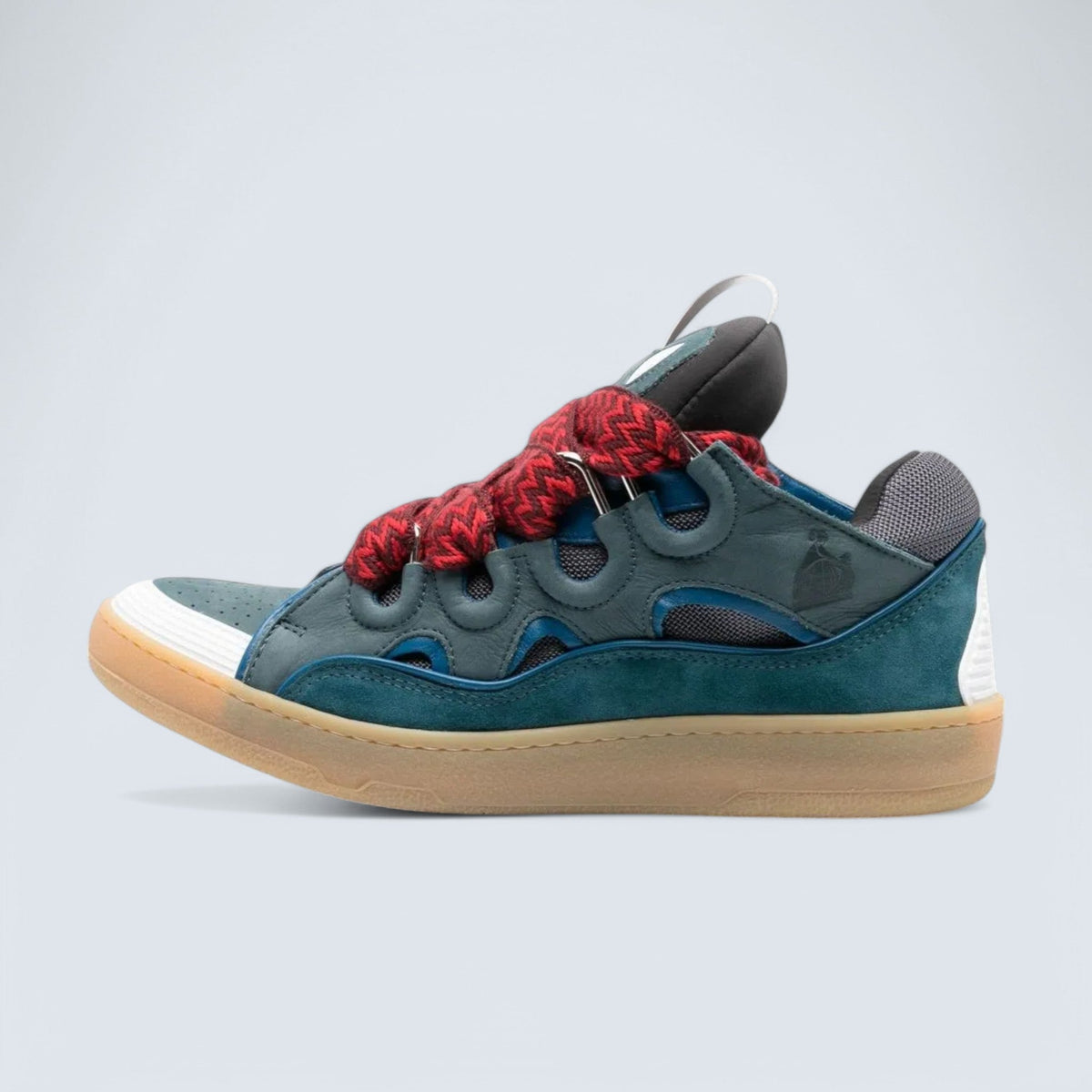 Lanvin Curb Low-Top Sneakers 'Blue-Grey/Red Laces'