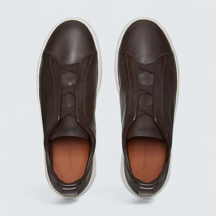 Zegna Dark Brown Triple Stitch™ SECONDSKIN Sneakers