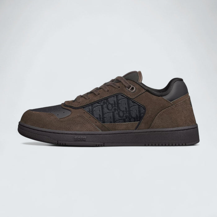 B27 Uptown Low-Top Sneaker 'Deep Brown Suede, Black Smooth Calfskin and Black Dior Oblique Jacquard'