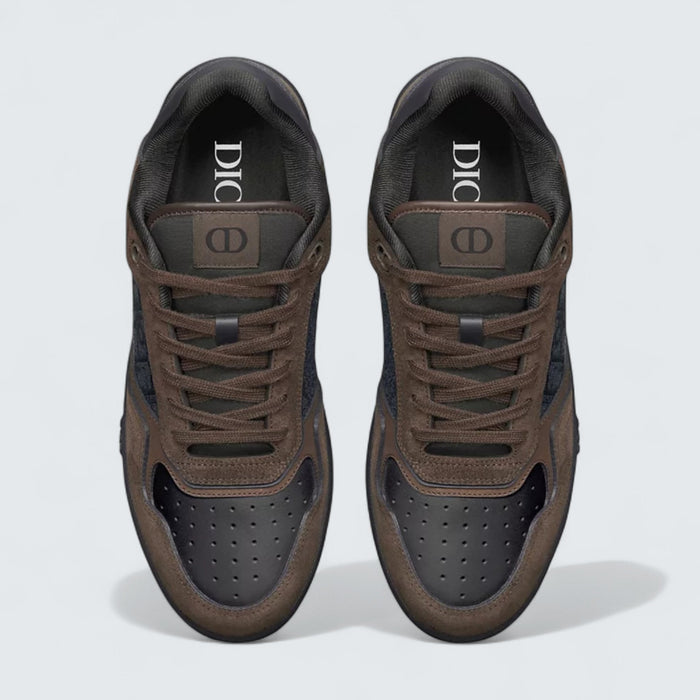 B27 Uptown Low-Top Sneaker 'Deep Brown Suede, Black Smooth Calfskin and Black Dior Oblique Jacquard'
