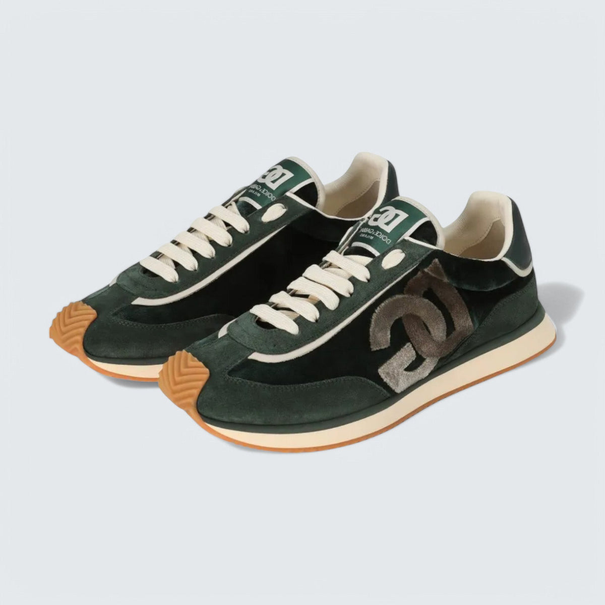 Dolce & Gabbana D&G Cushion Mixed-Material Sneakers 'Green/Beige'