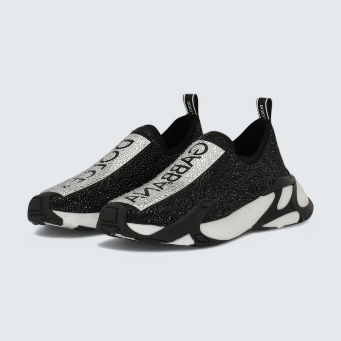 Dolce & Gabbana D&G Fast Rhinestone-Embellished Sneakers 'Black/White'
