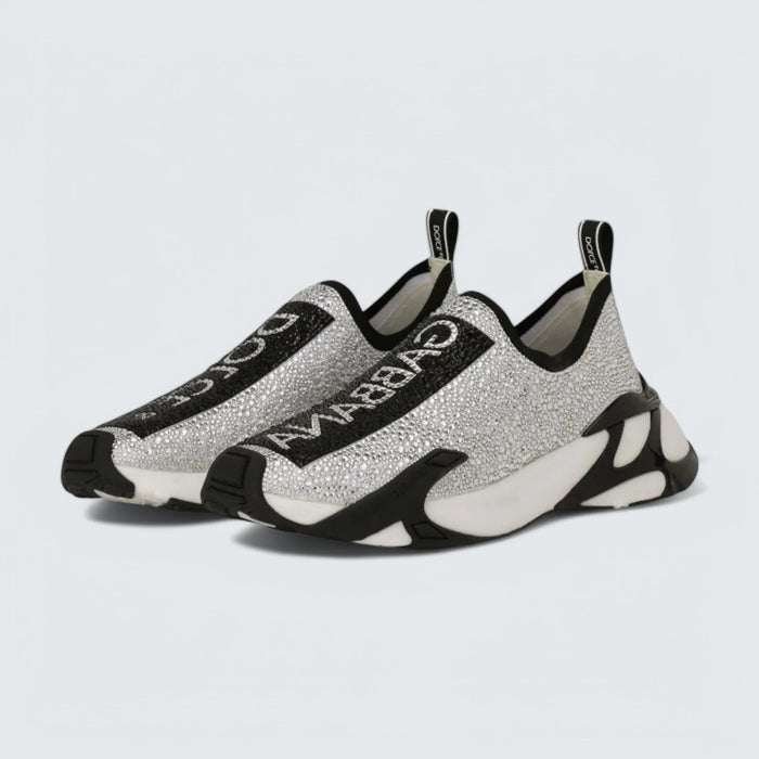 Dolce & Gabbana D&G Fast Rhinestone-Embellished Sneakers 'Off-White/Black'