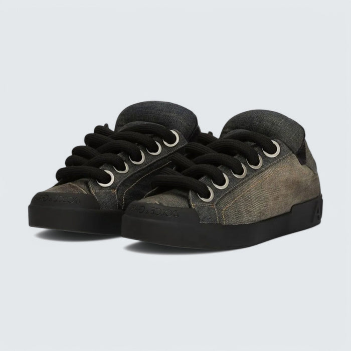Dolce & Gabbana D&G Denim Lace-Up Sneakers 'Faded Black'