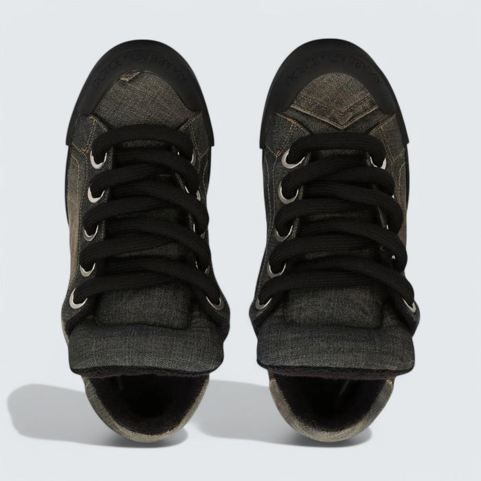Dolce & Gabbana D&G Denim Lace-Up Sneakers 'Faded Black'