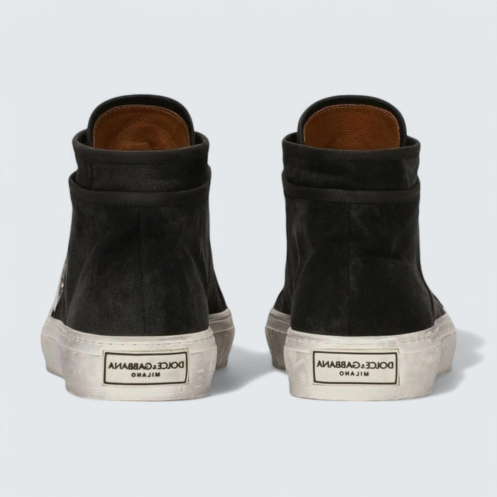 Dolce & Gabbana D&G Lace-Up Mid-Top Sneakers 'Black/White'