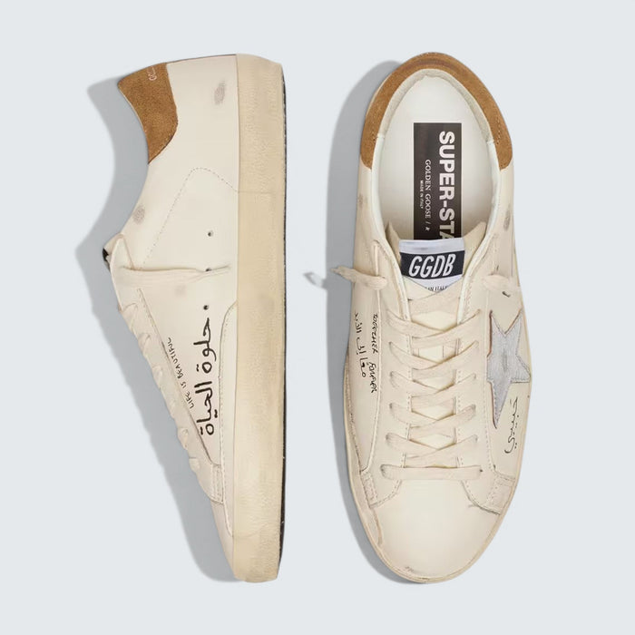 Golden Goose Super-Star in nappa with metallic silver star and all-over lettering
